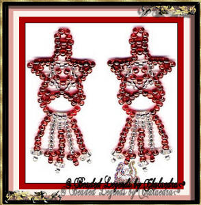Red and Silver (Extended) Star Earrings or Ornaments